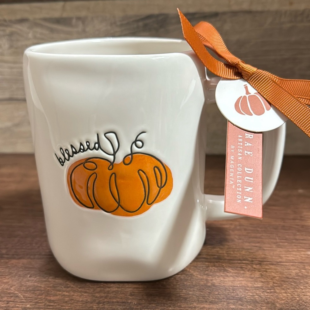 Rae Dunn BLESSED Thanksgiving Pumpkin 🎃 Mug NEW